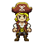 a pirate character facing south